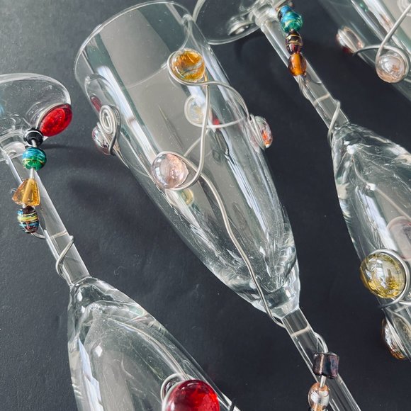 JEWEL DESIGNED Champagne Toasting Flutes Set of 4 - Picture 5 of 6